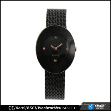 Montre de style plus récent montre en acier inoxydable quartz noir montre mouvement japon